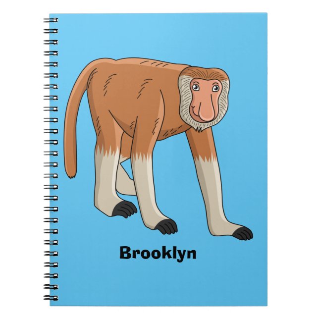 Caderno Espiral Imagem de desenhos animados de macacos (Frente)