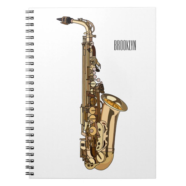 Caderno Espiral Imagem de desenhos saxofônicos (Frente)