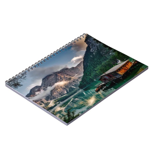 Caderno Espiral Imagem de Paisagem do Lago de Montanhas Italianas (Left Side)