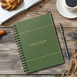 Caderno Espiral Imagem de textura de linho verde floresta com mold
