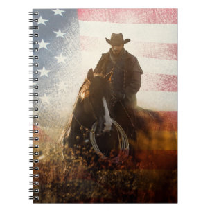 Caderno Espiral Imagem do cowboy do Dia da Independência.