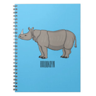 Caderno Espiral Imagem do desenho animado de Javan rhinoceros