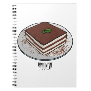 Caderno Espiral Imagem do desenho do bolo Tiramisu