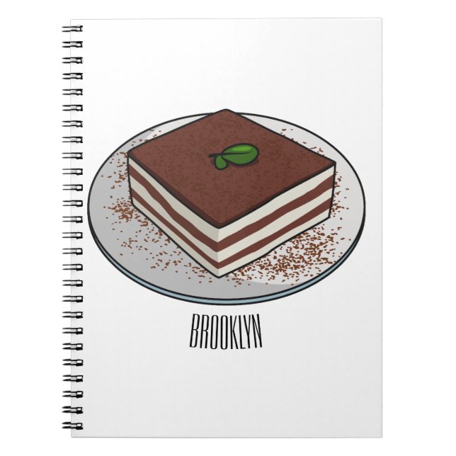 Caderno Espiral Imagem do desenho do bolo Tiramisu (Frente)