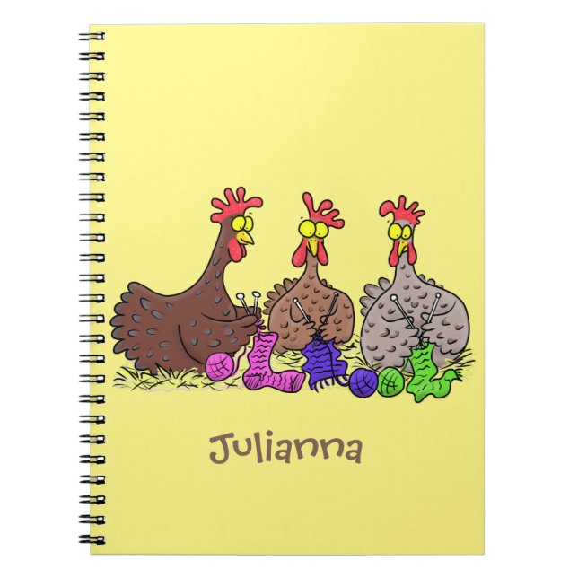Caderno Espiral Imagem engraçada de desenho animado de galinhas (Frente)