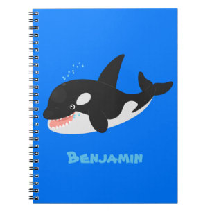 Caderno Espiral Imagem engraçada de desenho animado de orca