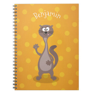 Caderno Espiral Imagem engraçada de desenho animado dizendo olá