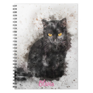 Caderno Espiral Imagem legal de Gato Preto