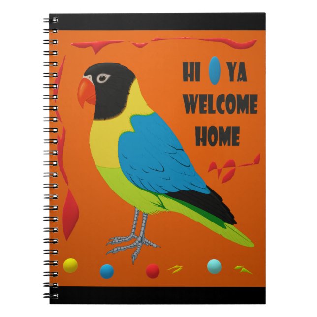 Caderno Espiral Imagem perfeita de pássaro papagaio (Frente)
