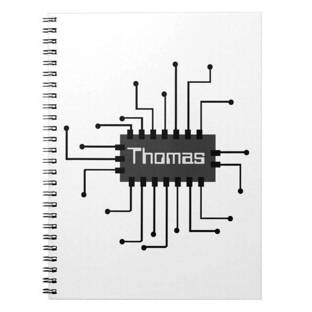 Caderno Espiral Imagem personalizada do chip IC do computador (Frente)