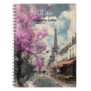Caderno Espiral Imagem romântica do PAris com a torre Eiffel