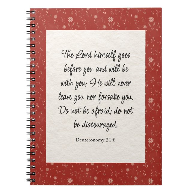 Caderno Espiral Imagem Versa da Bíblia 31:8 Deuteronomy (Frente)