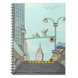 Caderno Espiral Imagem Whimsical Metro Stop Manhattan NYC