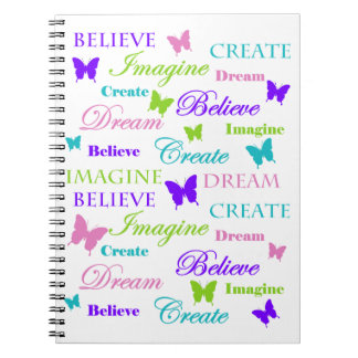 Caderno Espiral Imagine, sonhe, acredite, criar. Borboletas