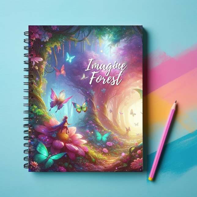 Caderno Espiral Imaginem o Bloco de Notas Espirais da Floresta | N (Imagine Forest - Butterfly Enchanted Forest Notebook)