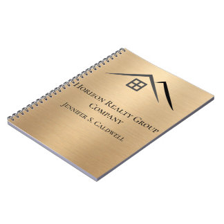 Caderno Espiral Imobiliário Dourado Metálico Luxuoso