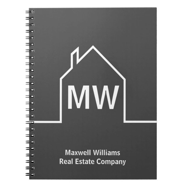 Caderno Espiral Imobiliário Imobiliário de Cinzas Personalizadas (Frente)
