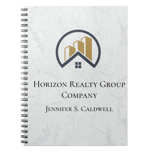 Caderno Espiral Imóveis Brancos Modernos Elegantes (Frente)