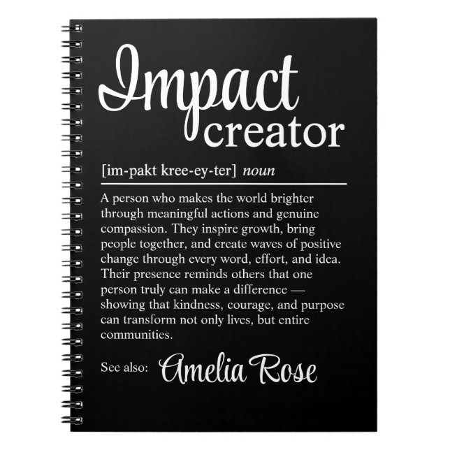 Caderno Espiral Impact Creator Definition Personalized Gift (Frente)
