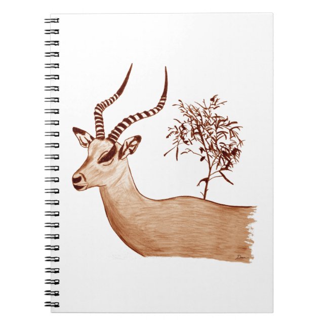Caderno Espiral Impala Antelope Animal Wildlife Sketch (Frente)