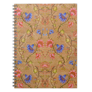 Caderno Espiral Imperial Vermelho e Dourado Interligados Florais e