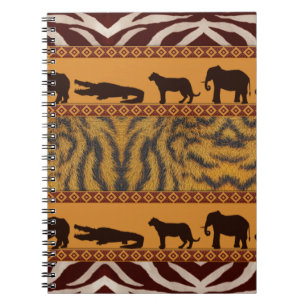 Caderno Espiral Impressão Animal de Padrão Africano de Tigre Mod