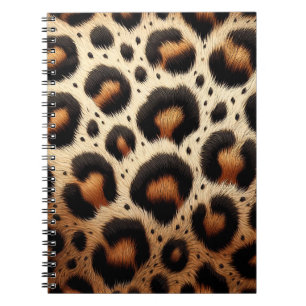 Caderno Espiral Impressão Animal de Pelos de Leopardo Bege e Preto