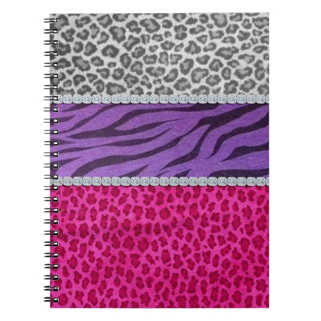 Caderno Espiral Impressão animal do diamante feminino (Frente)