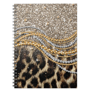 Caderno Espiral Impressão animal do leopardo feminino na moda