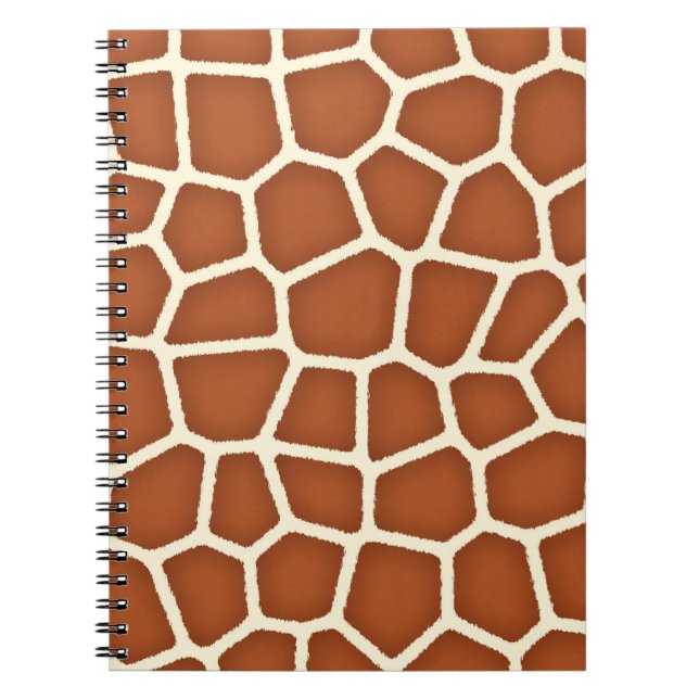 Caderno Espiral Impressão animal, girafa em tons de cobre castanho (Frente)