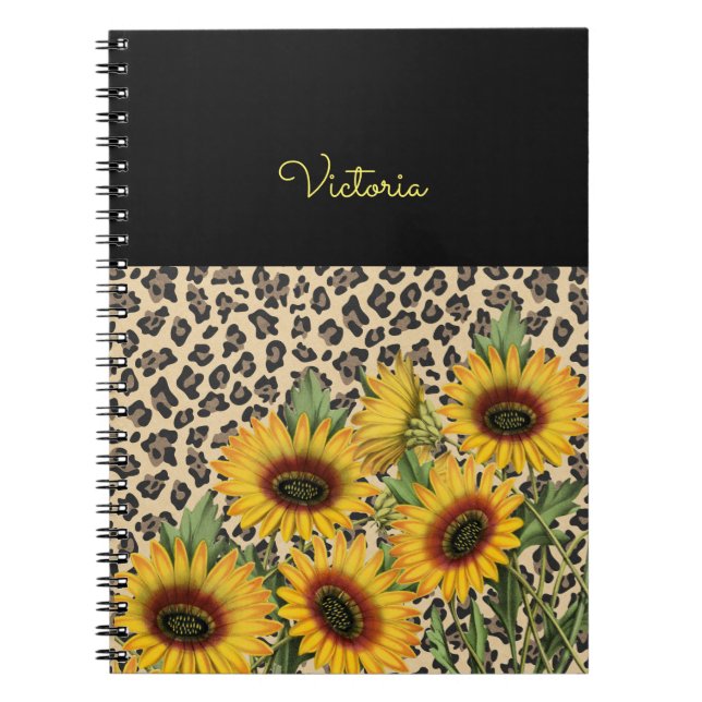 Caderno Espiral Impressão Animal Leopardo Amarelo (Frente)