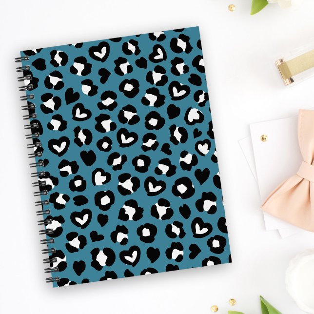 Caderno Espiral Impressão Animal, Leopardo Azul, Manchas de Chita, (Criador carregado)