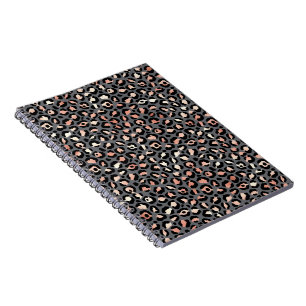 Caderno Espiral Impressão Animal Manchas de Leopardo Preto Rosa An