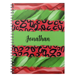 Caderno Espiral Impressão Animal Vermelha e Verde Personalizada e 