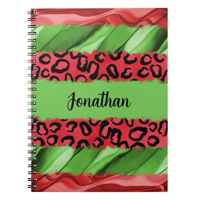 Caderno Espiral Impressão Animal Vermelha e Verde Personalizada e  (Frente)