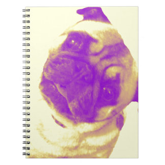 Caderno Espiral Impressão artista-inspirado amarelo e roxo do pug