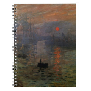 Caderno Espiral Impressão Aumento do sol por Claude Monet, Vintage