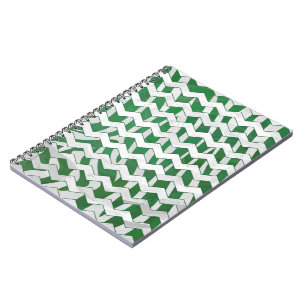 Caderno Espiral Impressão Chevron Zebra Verde e Branco