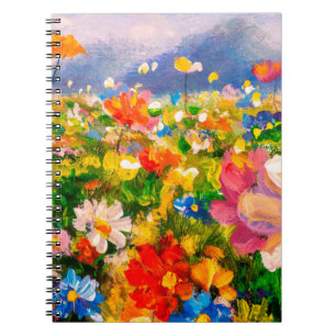 Caderno Espiral Impressão da nuvem das pinturas de flores