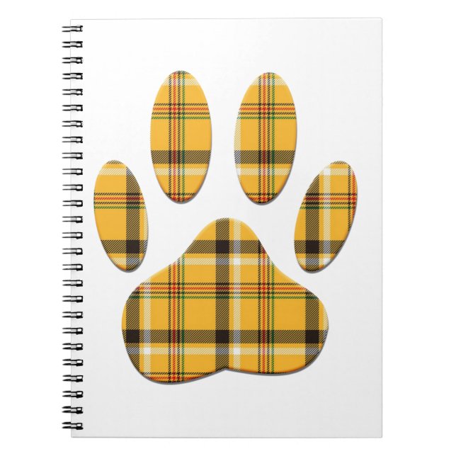 Caderno Espiral Impressão da Pata de Cachorro de Tartan (Frente)
