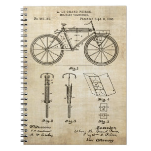 Caderno Espiral Impressão da patente da bicicleta 1896