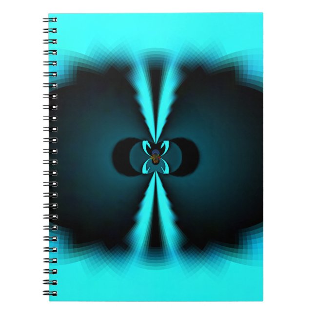 Caderno Espiral Impressão de Abstrato de ciano e preto (Frente)