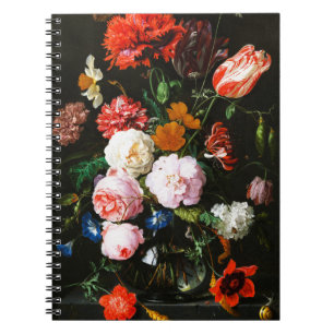 Caderno Espiral Impressão de Arte Botânica Floral Escura e Mal-hum