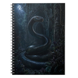 Caderno Espiral Impressão de Arte Botânica Sombria Serpente Gótica