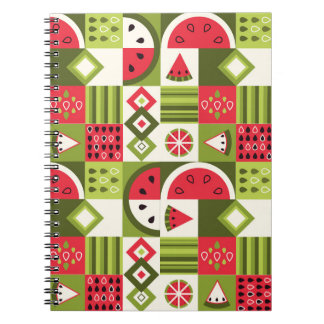 Caderno Espiral Impressão de Arte de Elementos de Melancia Decorat