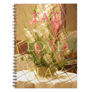 Caderno Espiral Impressão de Arte de Flores Refletidas