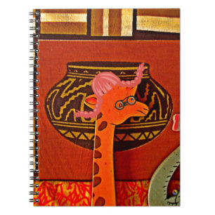 Caderno Espiral Impressão de Arte de Girafa com Chapéu