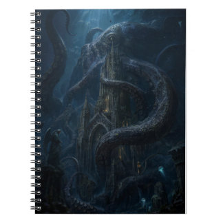 Caderno Espiral Impressão de Arte de Monstro Marinho Kraken Gótico