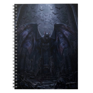 Caderno Espiral Impressão de Arte de Morcego Gótico Noite Escura