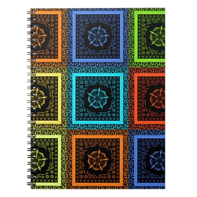 Caderno Espiral Impressão de Arte de Padrão Verificado Africano (Frente)